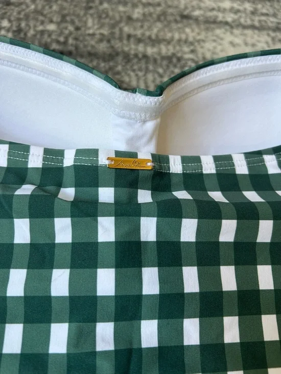 NWT ANNE COLE Gingham Ruched One Piece Bathing Suit - Picture 9 of 12